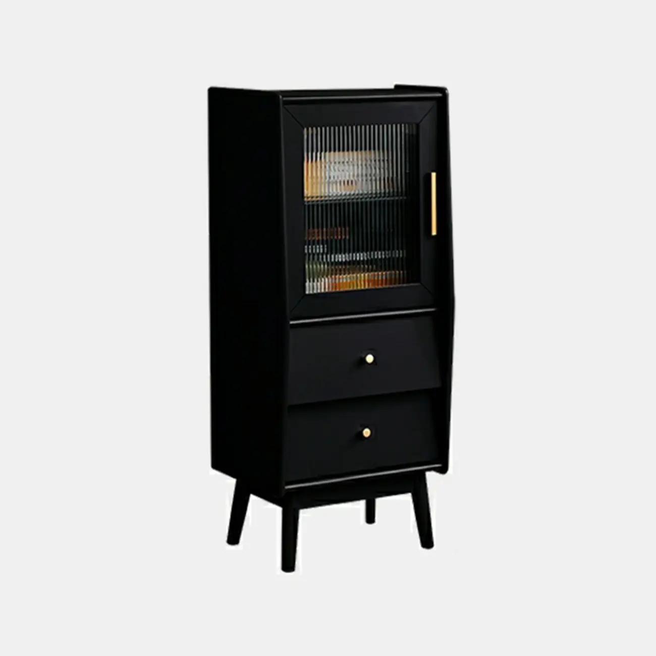 Modern Gray Pine Wooden Glass Storage Cabinet for Living Room Image - 2 | homeyfad