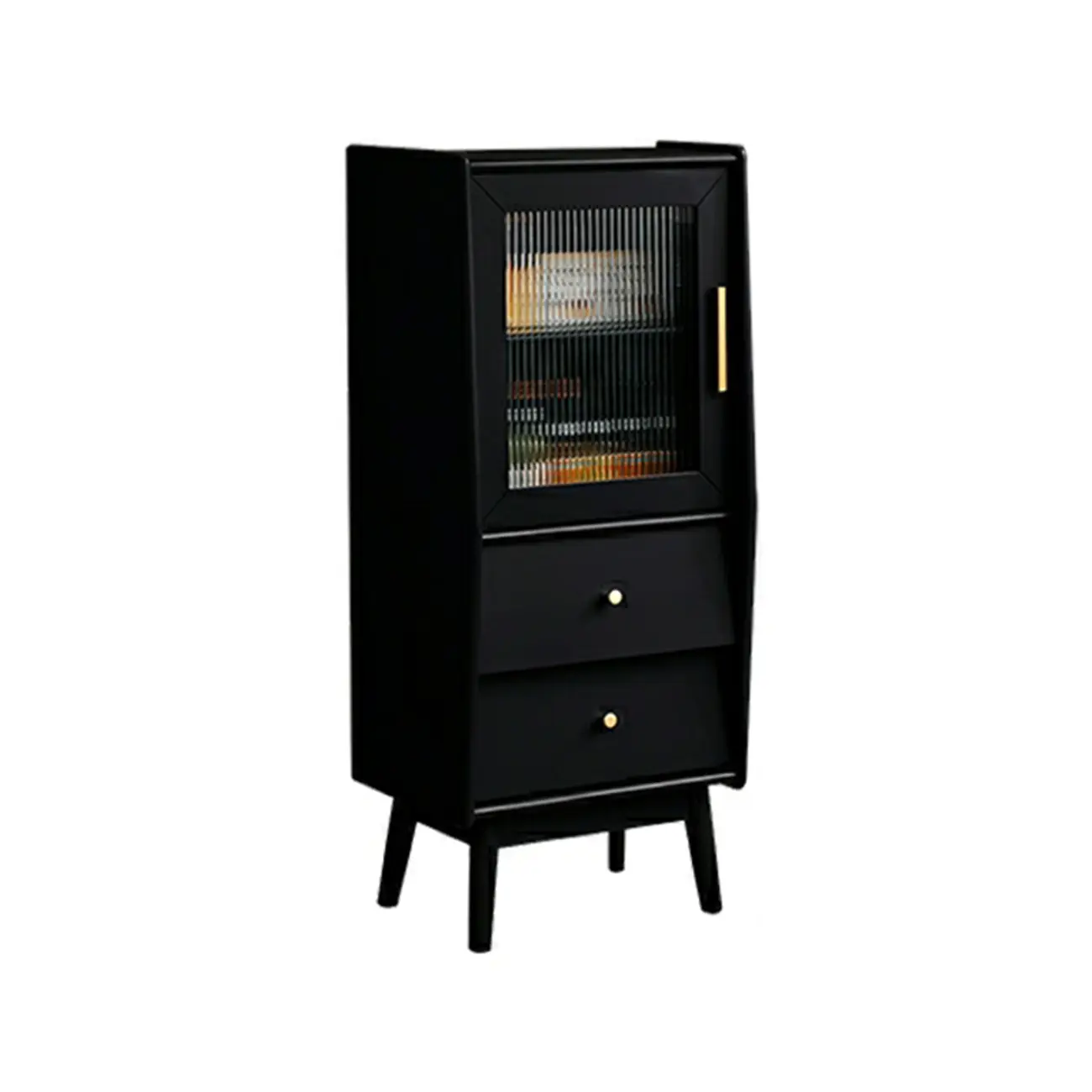 Modern Gray Pine Wooden Glass Storage Cabinet for Living Room Image - 9 | homeyfad