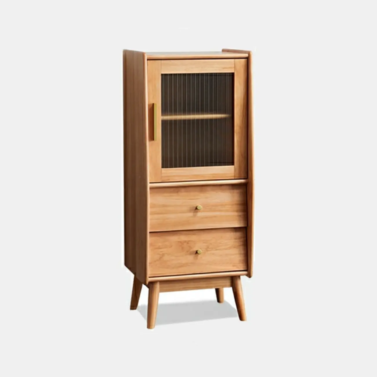 Modern Gray Pine Wooden Glass Storage Cabinet for Living Room Image - 10 | homeyfad