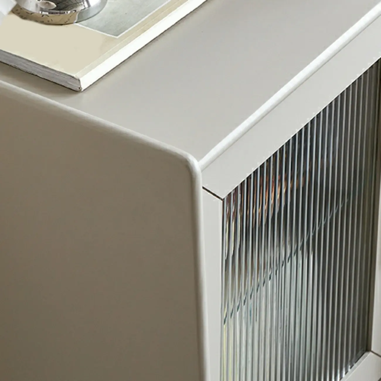 Modern Gray Pine Wooden Glass Storage Cabinet for Living Room Image - 19 | homeyfad