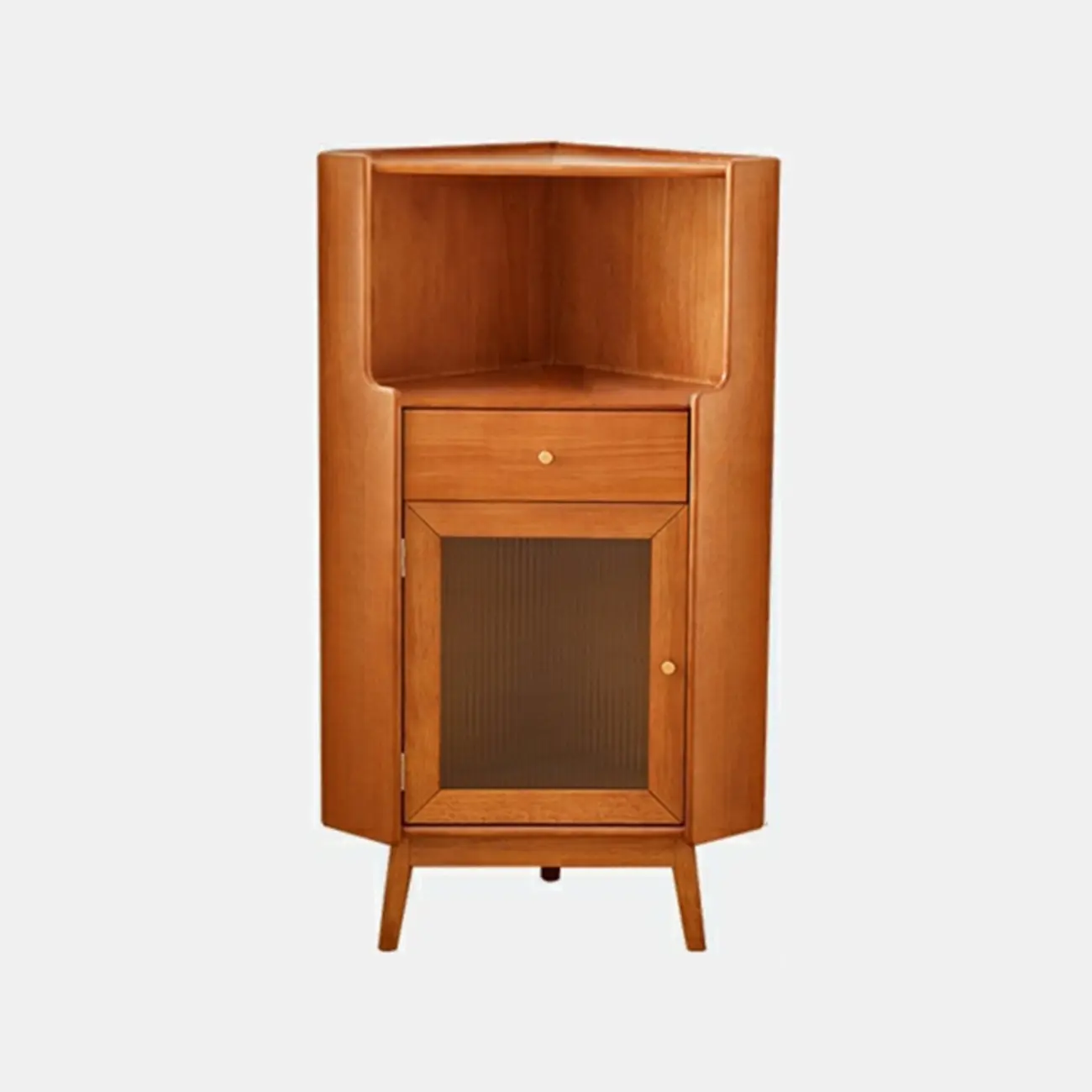 Modern Espresso Wood Glass Paned Corner Storage Cabinet Image - 11 | homeyfad