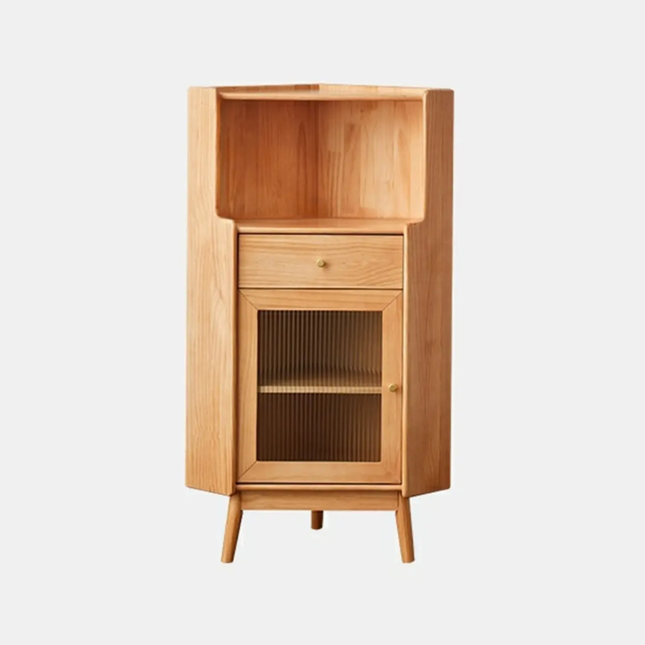 Modern Espresso Wood Glass Paned Corner Storage Cabinet Image - 12 | homeyfad