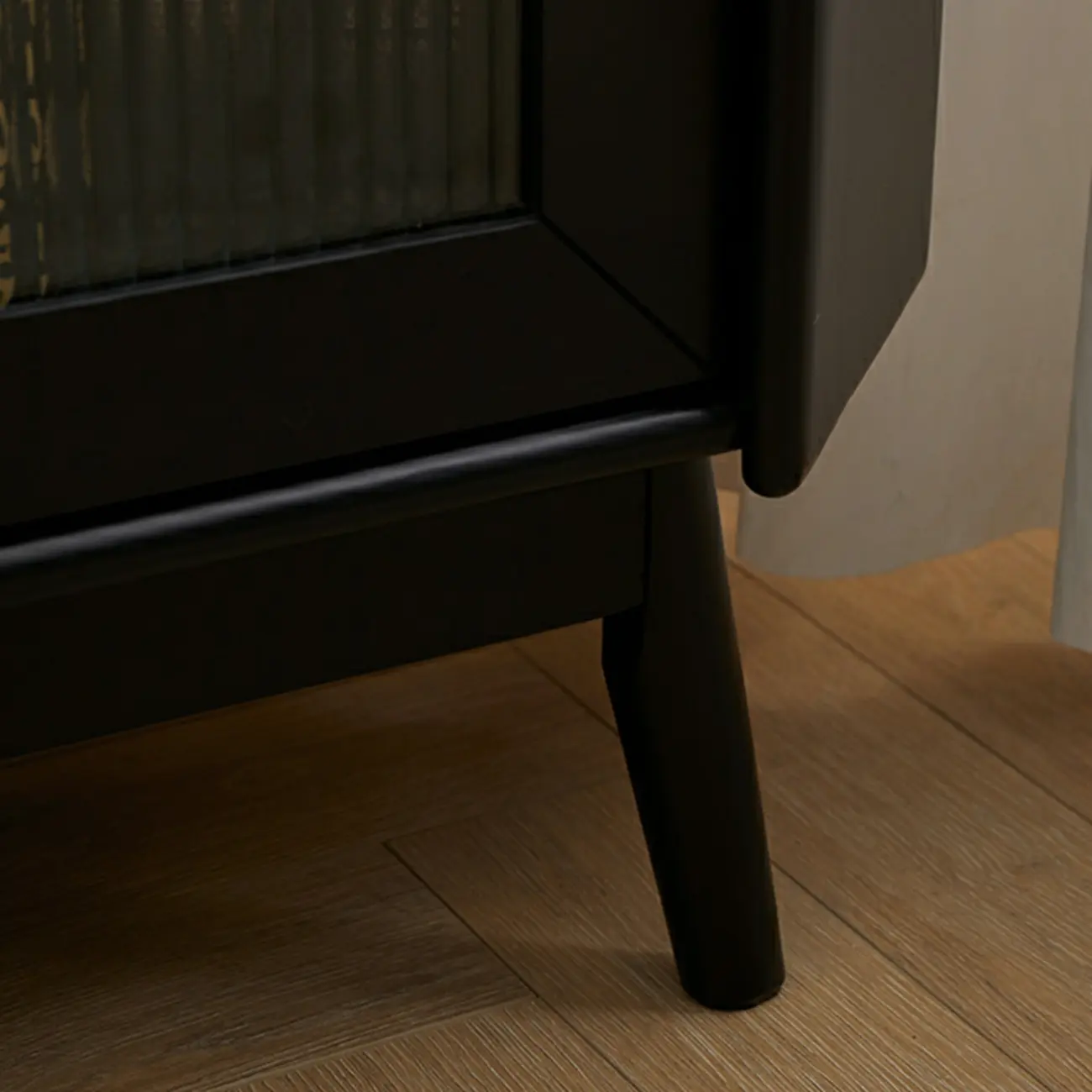 Modern Espresso Wood Glass Paned Corner Storage Cabinet Image - 13 | homeyfad