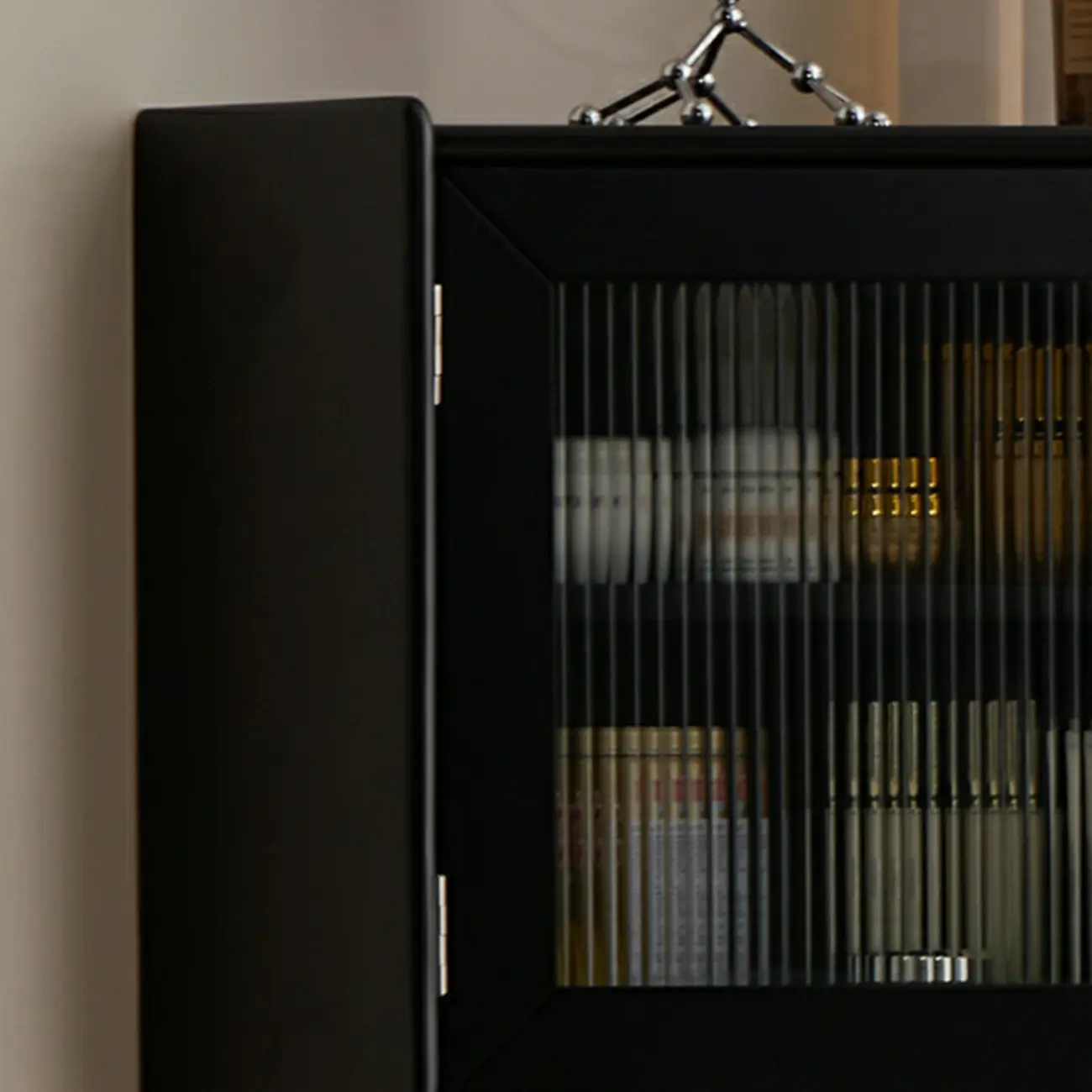 Modern Espresso Wood Glass Paned Corner Storage Cabinet Image - 16 | homeyfad