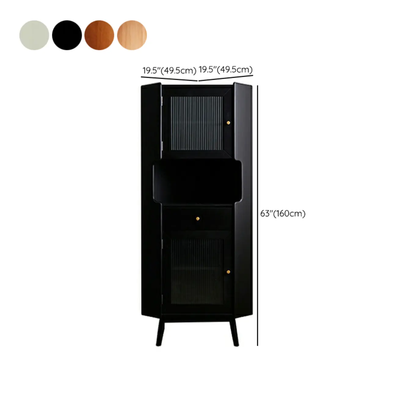 Modern Espresso Wood Glass Paned Corner Storage Cabinet Image - 19 | homeyfad