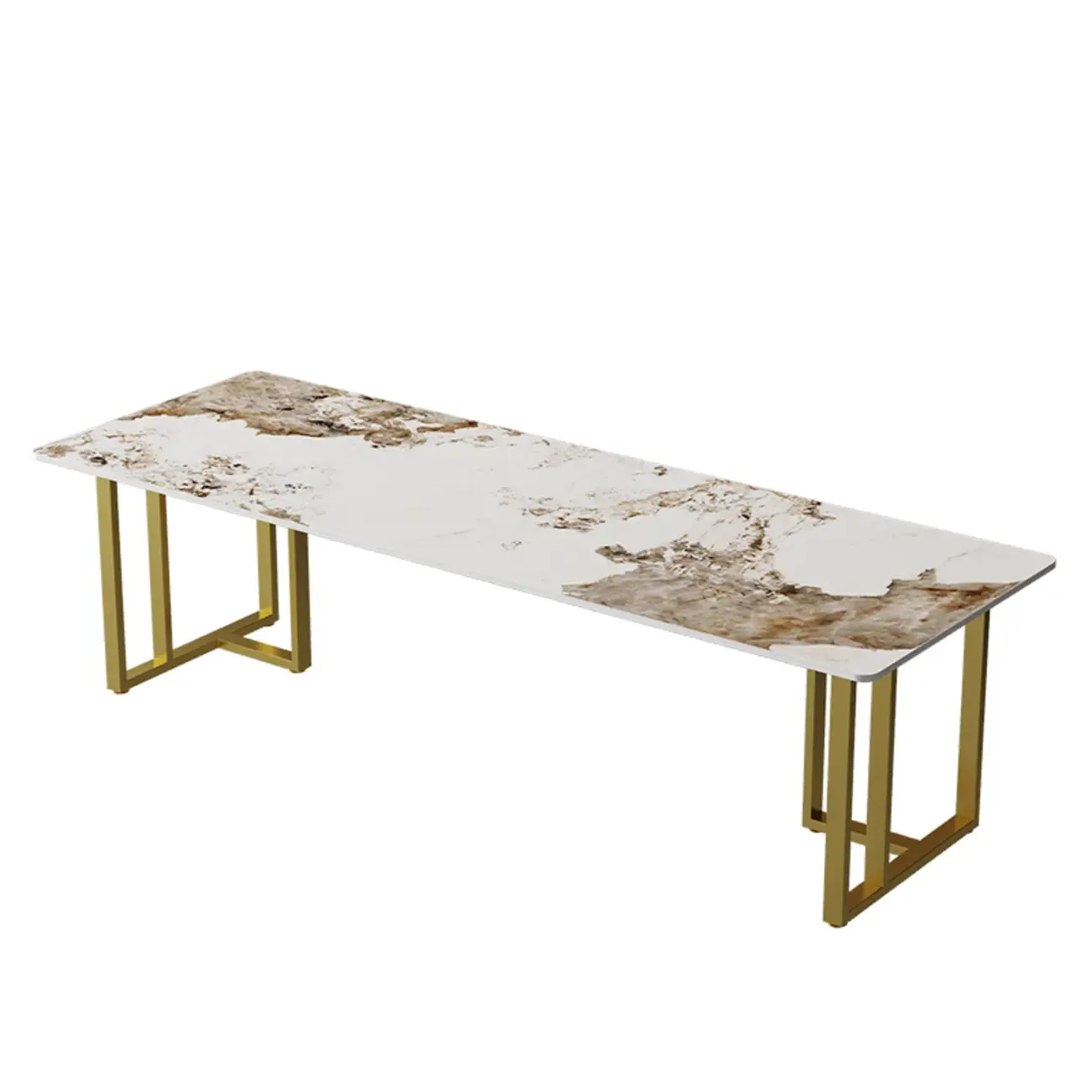 Durable Sintered Stone Writing Office Desk with Metal Base Image - 3