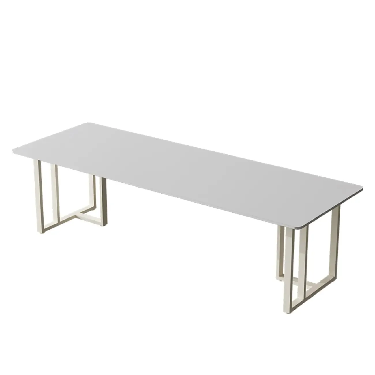 Durable Sintered Stone Writing Office Desk with Metal Base Image - 6