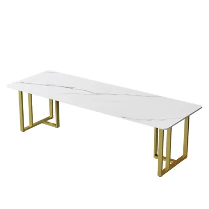 Durable Sintered Stone Writing Office Desk with Metal Base Image - 8