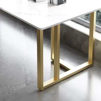 Durable Sintered Stone Writing Office Desk with Metal Base Image - 11