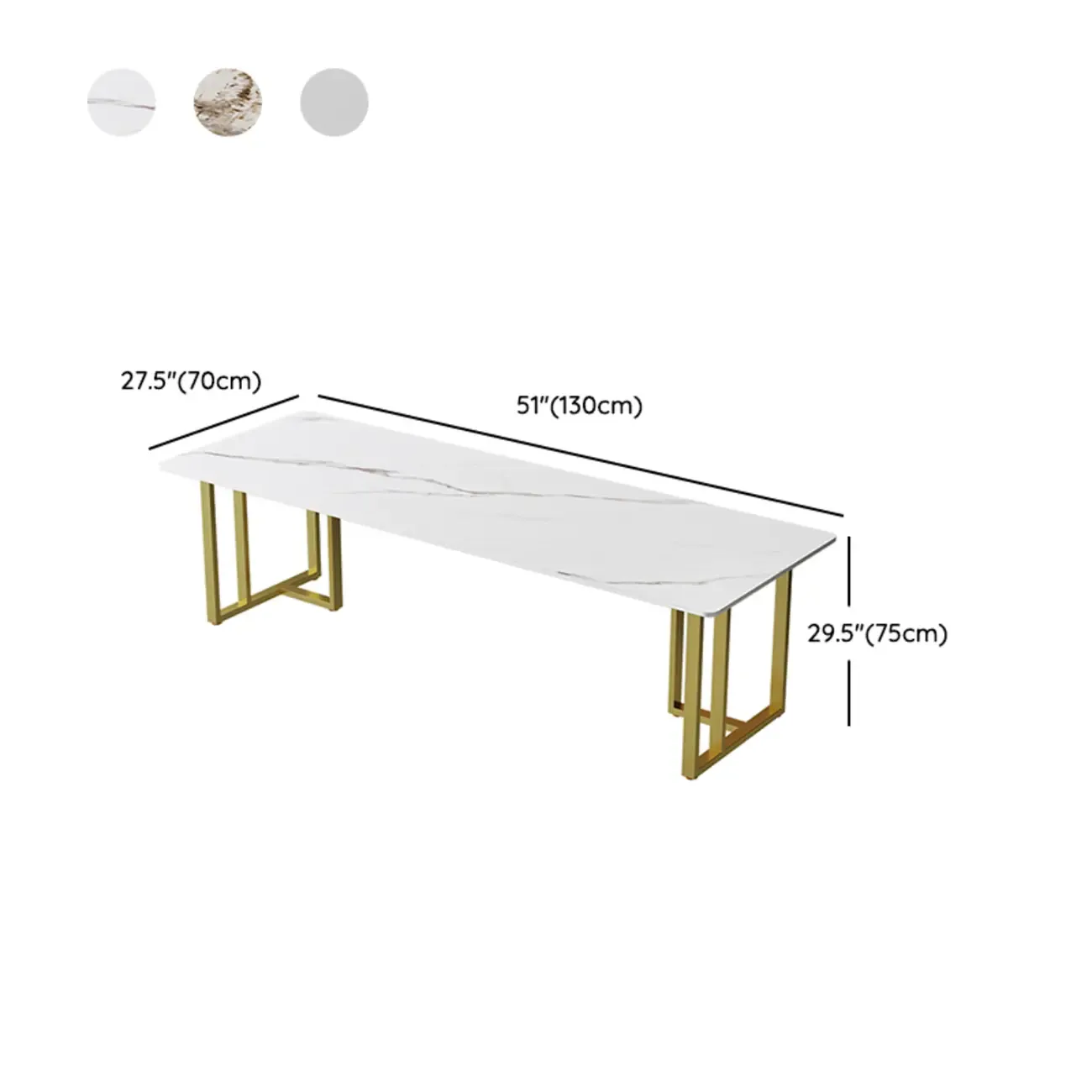 Durable Sintered Stone Writing Office Desk with Metal Base Image - 14