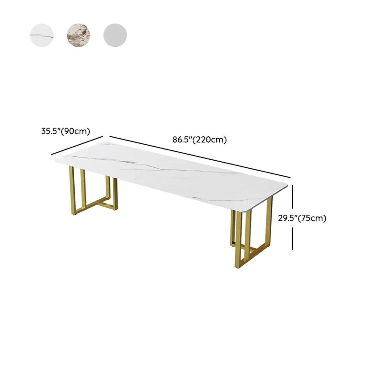 Durable Sintered Stone Writing Office Desk with Metal Base Image - 24