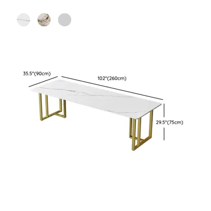 Durable Sintered Stone Writing Office Desk with Metal Base Image - 28