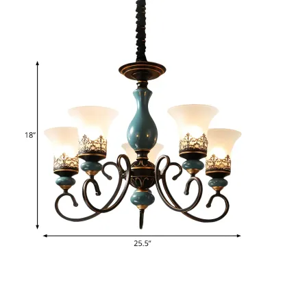 Black Metal Glass Classical Vintage Chandelier Light Image - 11