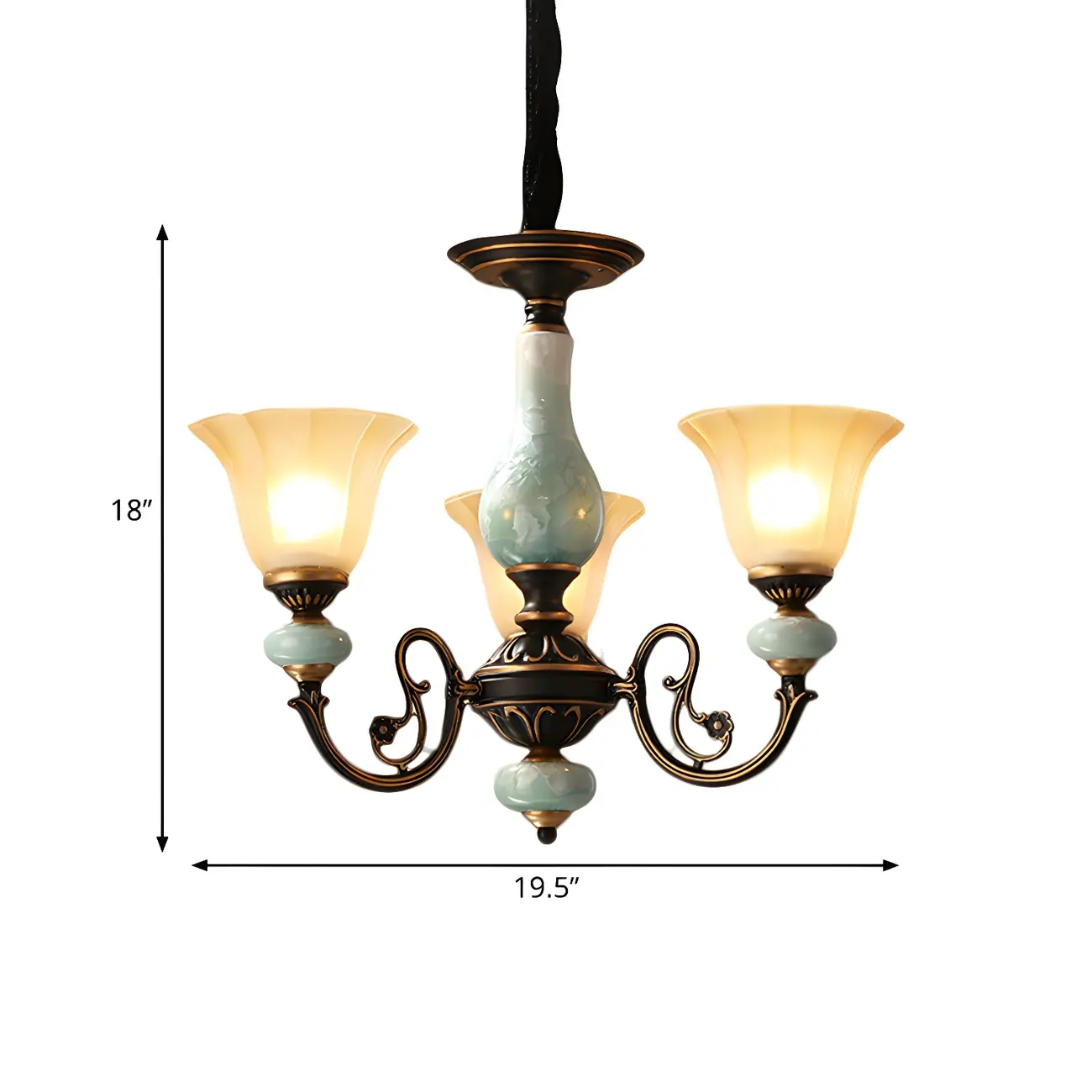 Vintage Rust Green Ceramic Classic Glass Chandelier Image - 10 | homeyfad