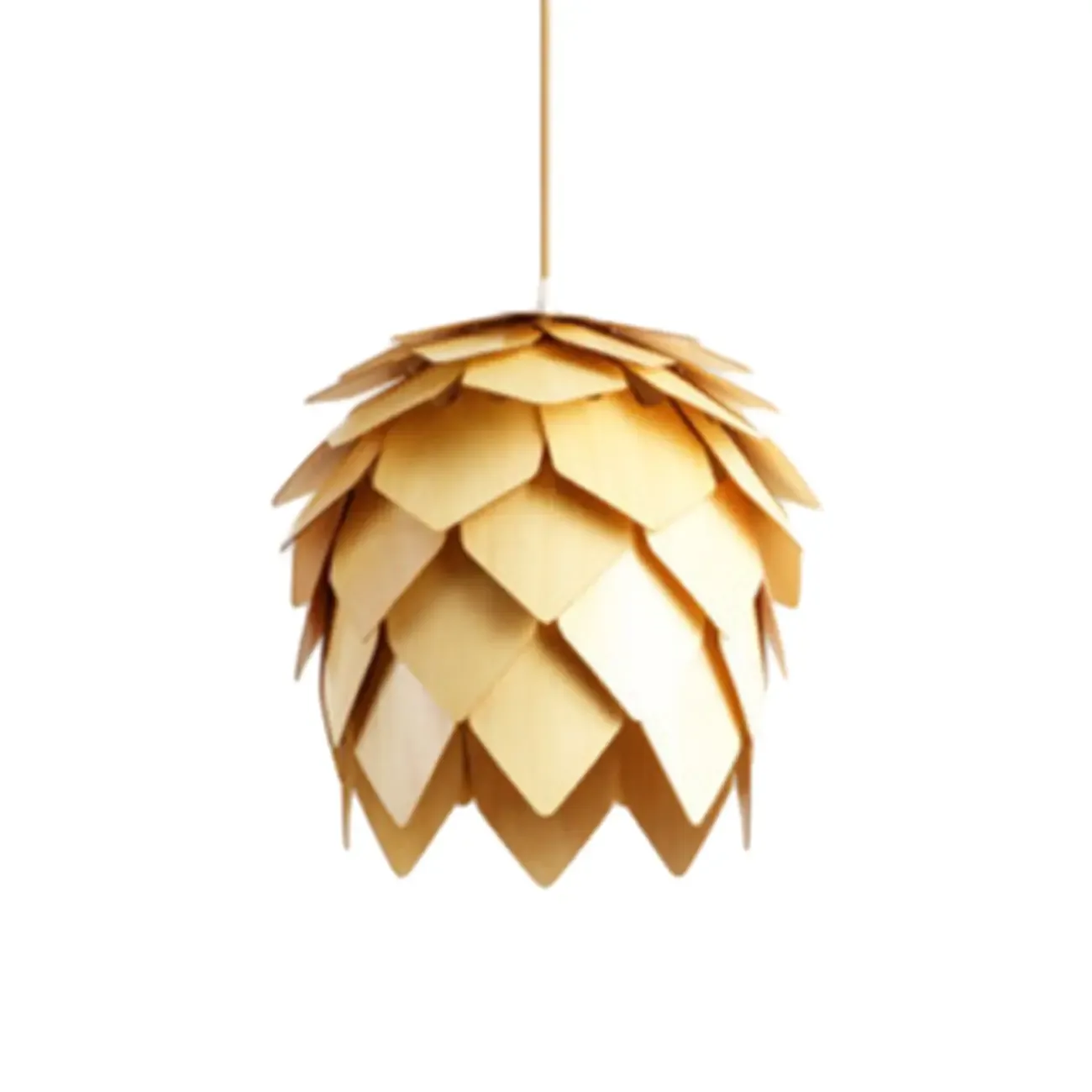 Modern Pinecone Shape Wood Pendant Light Adjustable for Dining Image - 4