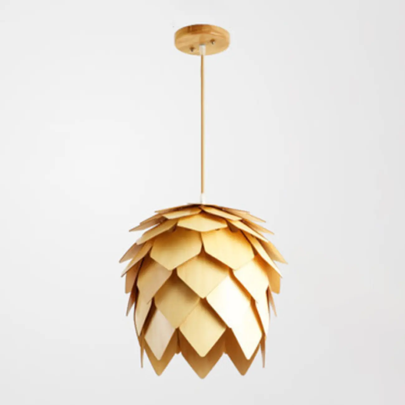 Modern Pinecone Shape Wood Pendant Light Adjustable for Dining Image - 5 | homeyfad