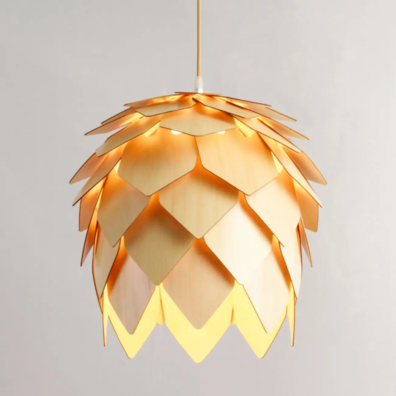 Modern Pinecone Shape Wood Pendant Light Adjustable for Dining Image - 6 | homeyfad