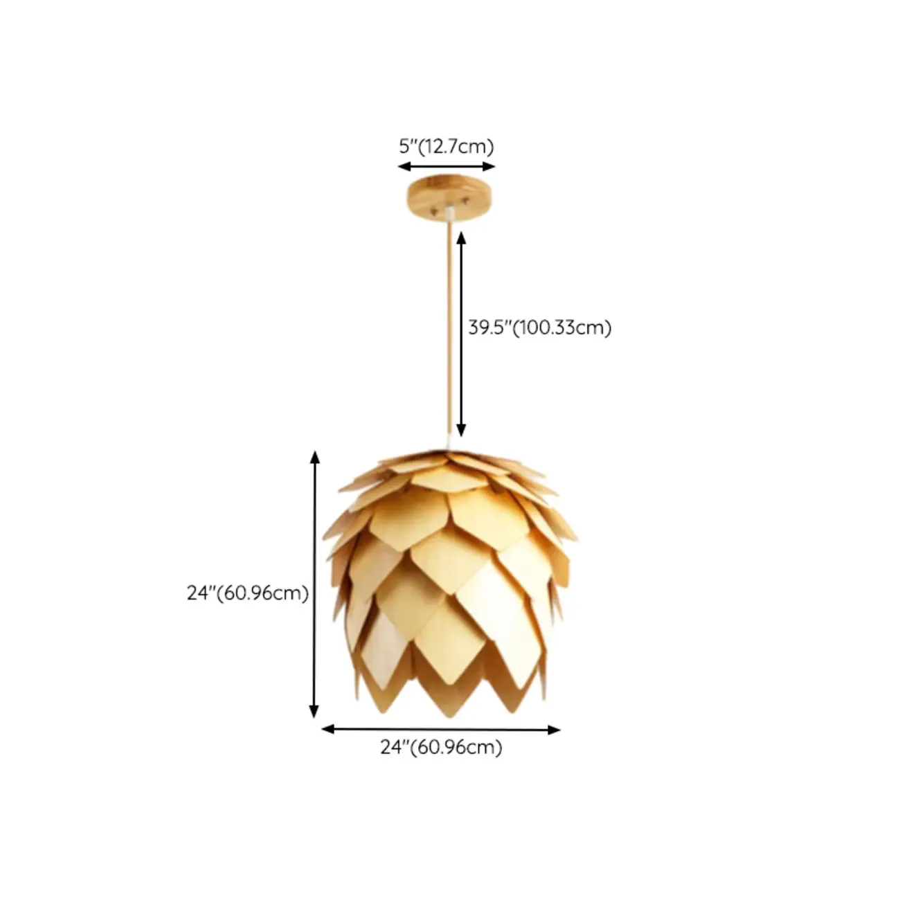 Modern Pinecone Shape Wood Pendant Light Adjustable for Dining Image - 15
