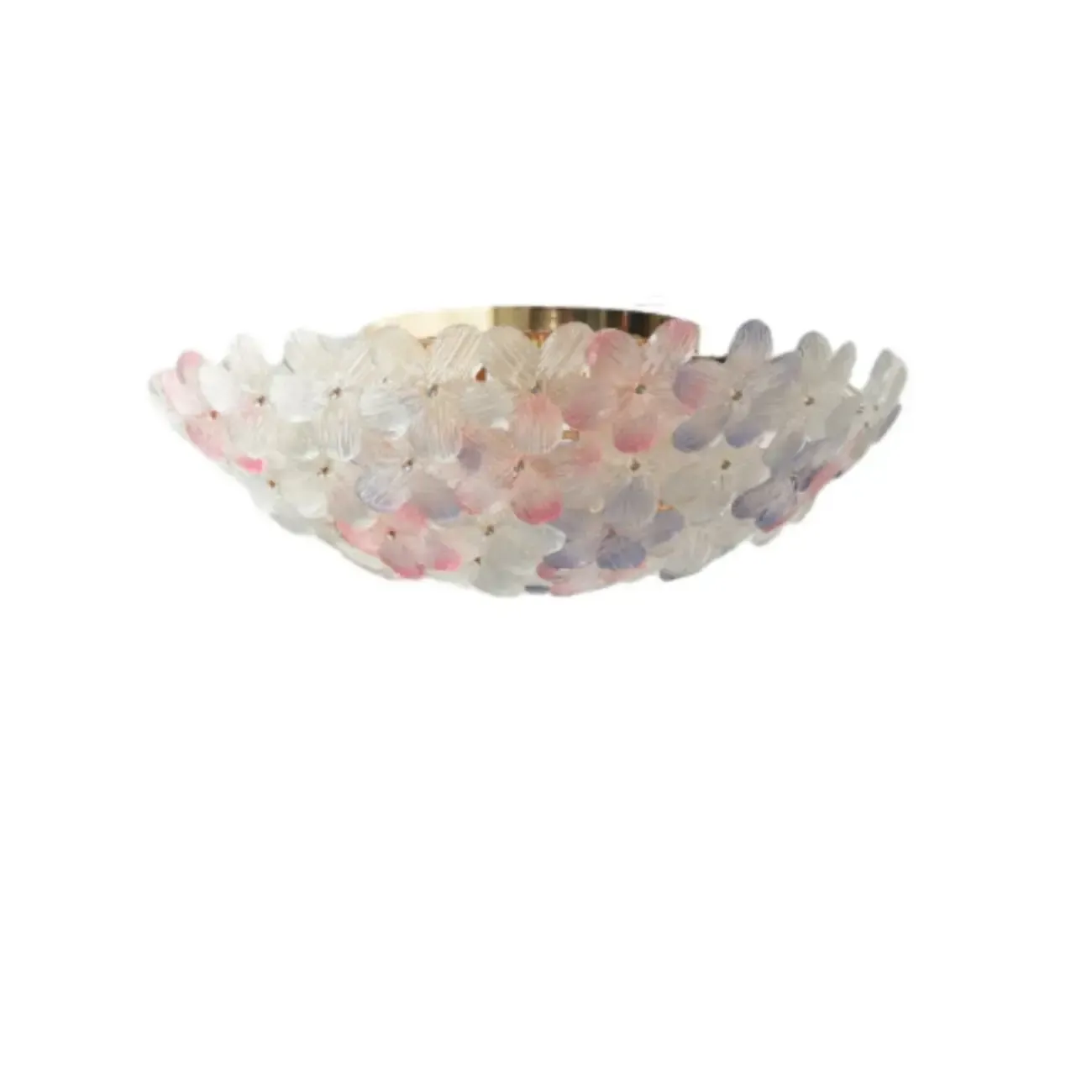 Elegant Floral Glass Dome Semi Flush Ceiling Light Image - 11