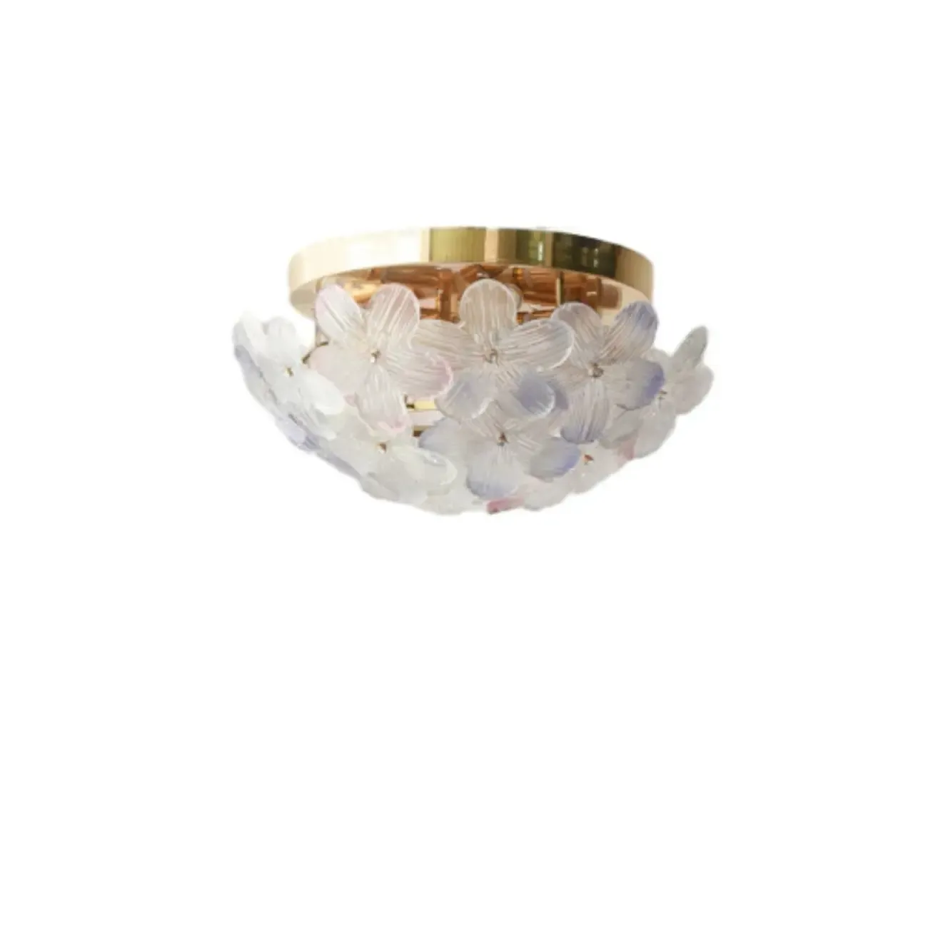 Elegant Floral Glass Dome Semi Flush Ceiling Light Image - 12