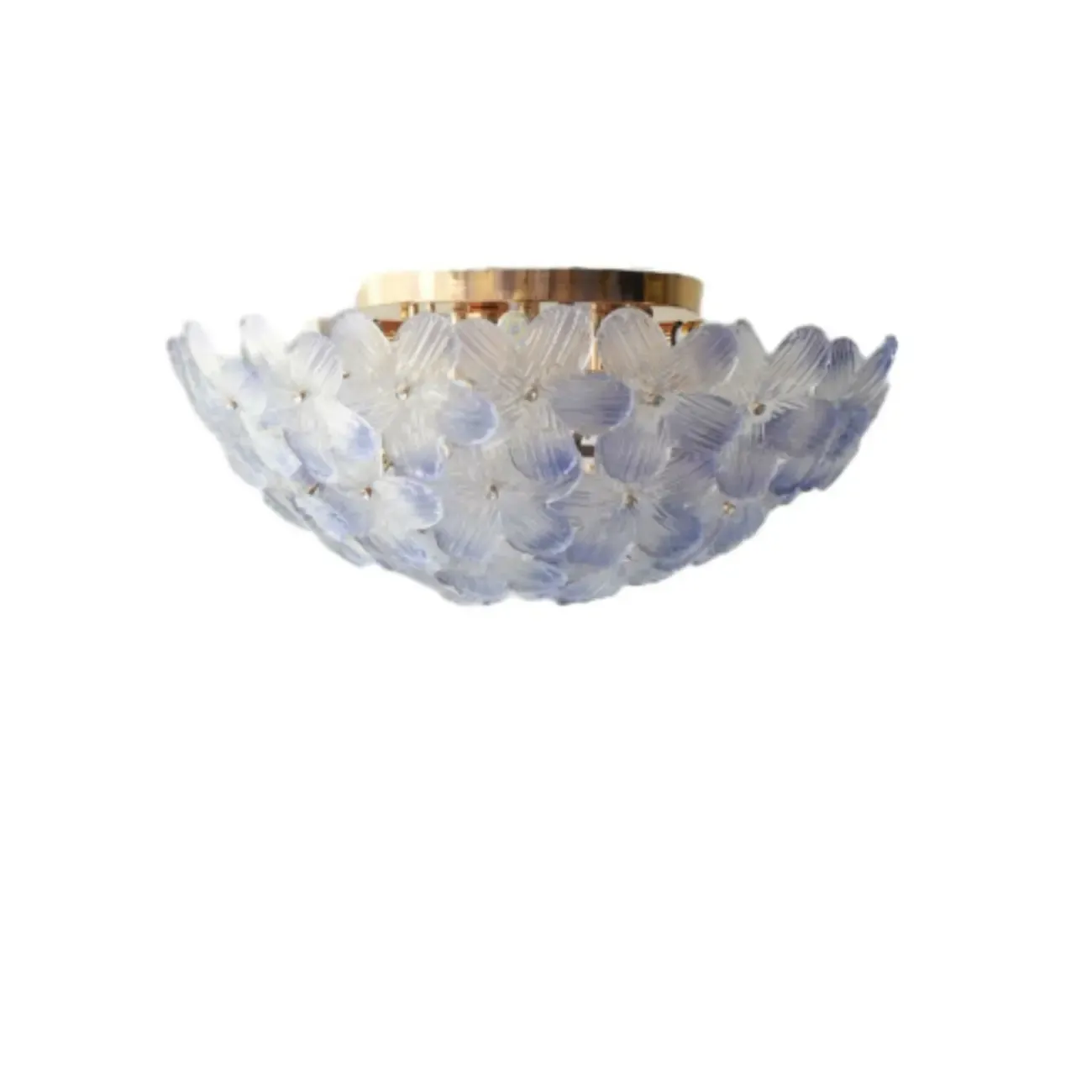 Elegant Floral Glass Dome Semi Flush Ceiling Light Image - 13