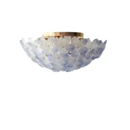 Elegant Floral Glass Dome Semi Flush Ceiling Light Image - 13