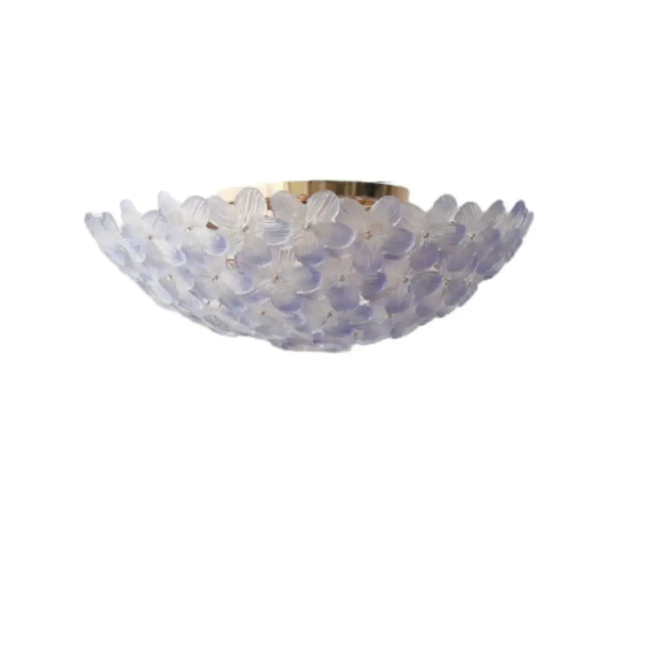 Elegant Floral Glass Dome Semi Flush Ceiling Light Image - 15