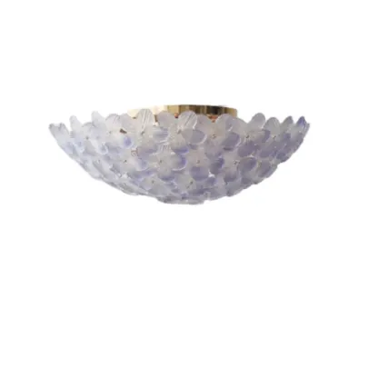 Elegant Floral Glass Dome Semi Flush Ceiling Light Image - 15