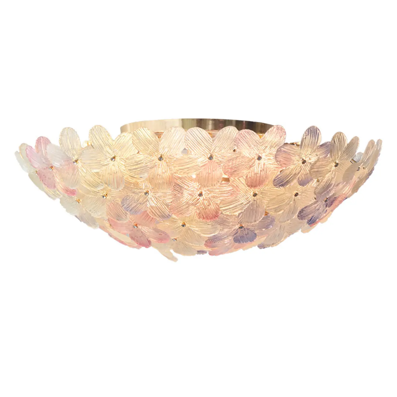 Elegant Floral Glass Dome Semi Flush Ceiling Light Image - 16 | homeyfad