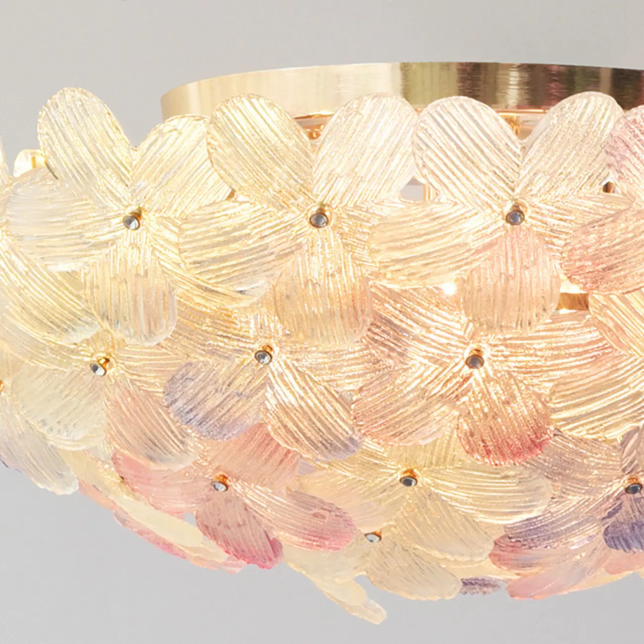 Elegant Floral Glass Dome Semi Flush Ceiling Light Image - 9 | homeyfad