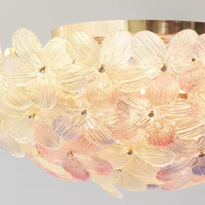 Elegant Floral Glass Dome Semi Flush Ceiling Light Image - 9