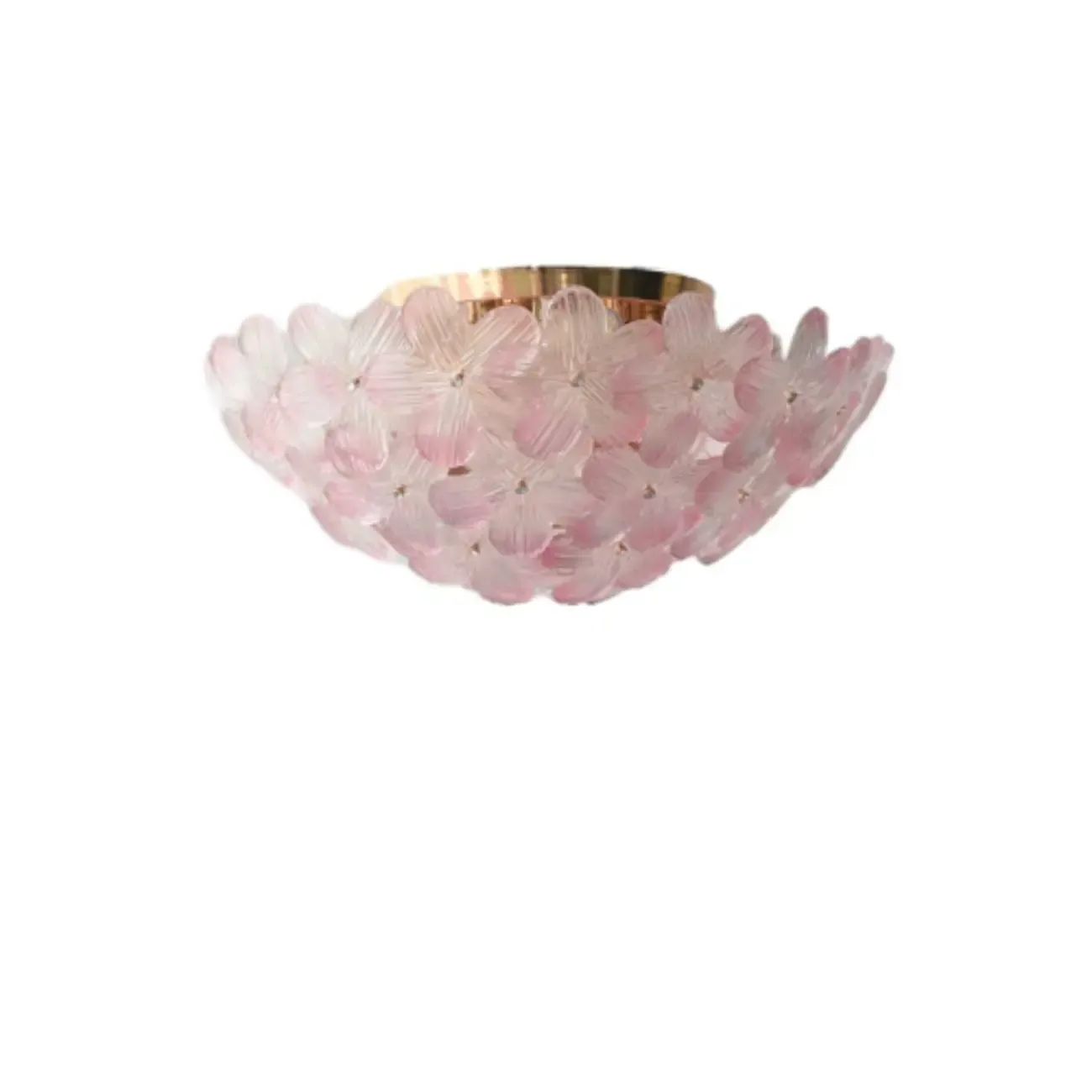 Elegant Floral Glass Dome Semi Flush Ceiling Light Image - 18