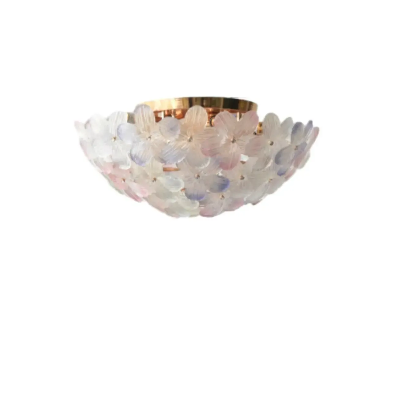Elegant Floral Glass Dome Semi Flush Ceiling Light Image - 19