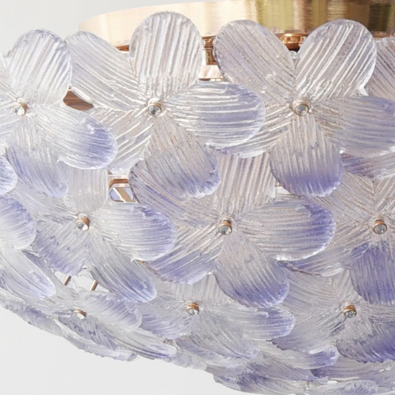 Elegant Floral Glass Dome Semi Flush Ceiling Light Image - 6 | homeyfad