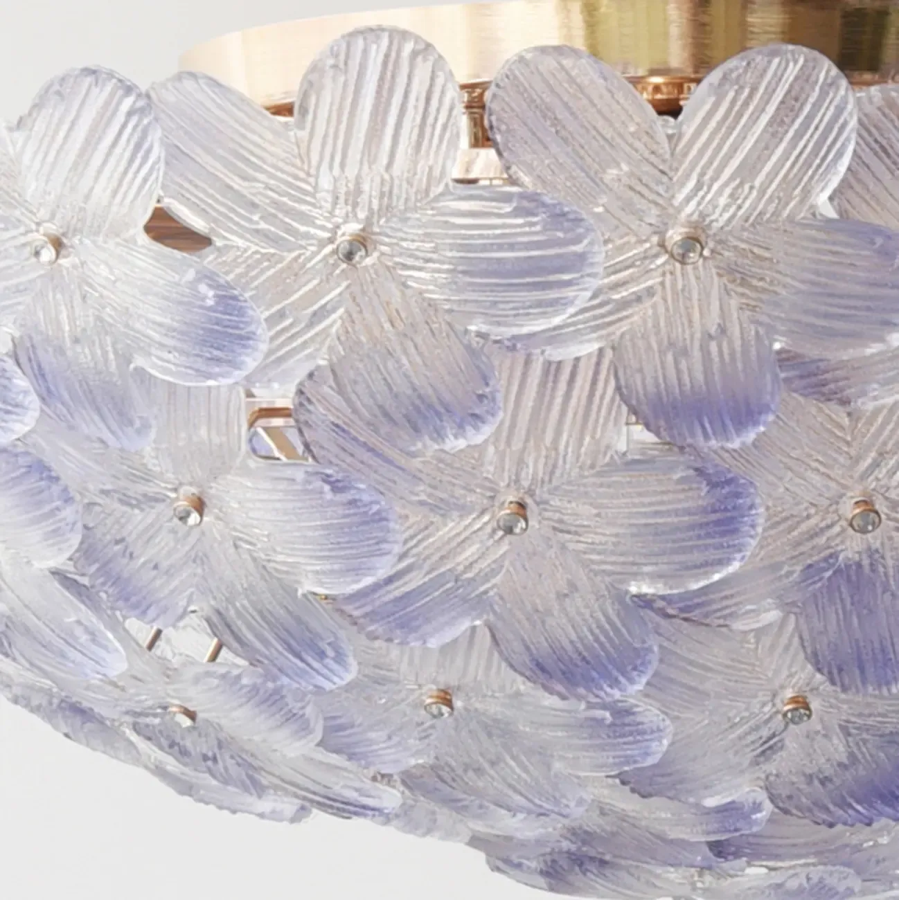 Elegant Floral Glass Dome Semi Flush Ceiling Light Image - 6