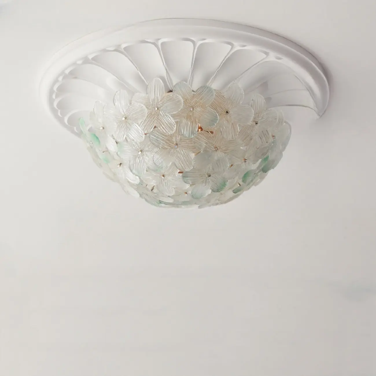Elegant Floral Glass Dome Semi Flush Ceiling Light Image - 2 | homeyfad