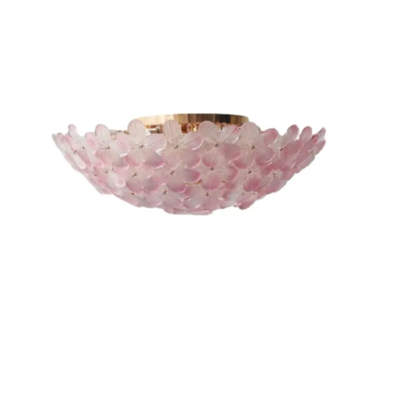 Elegant Floral Glass Dome Semi Flush Ceiling Light Image - 21