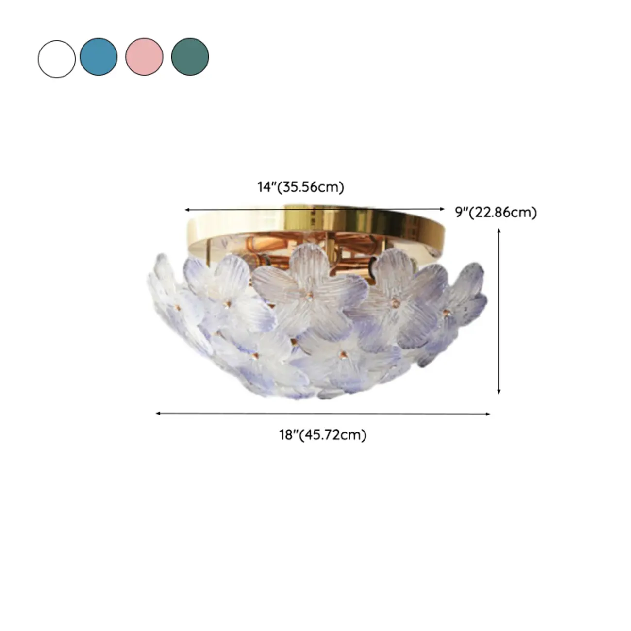 Elegant Floral Glass Dome Semi Flush Ceiling Light #size | homeyfad