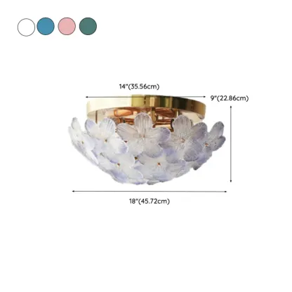 Elegant Floral Glass Dome Semi Flush Ceiling Light #size