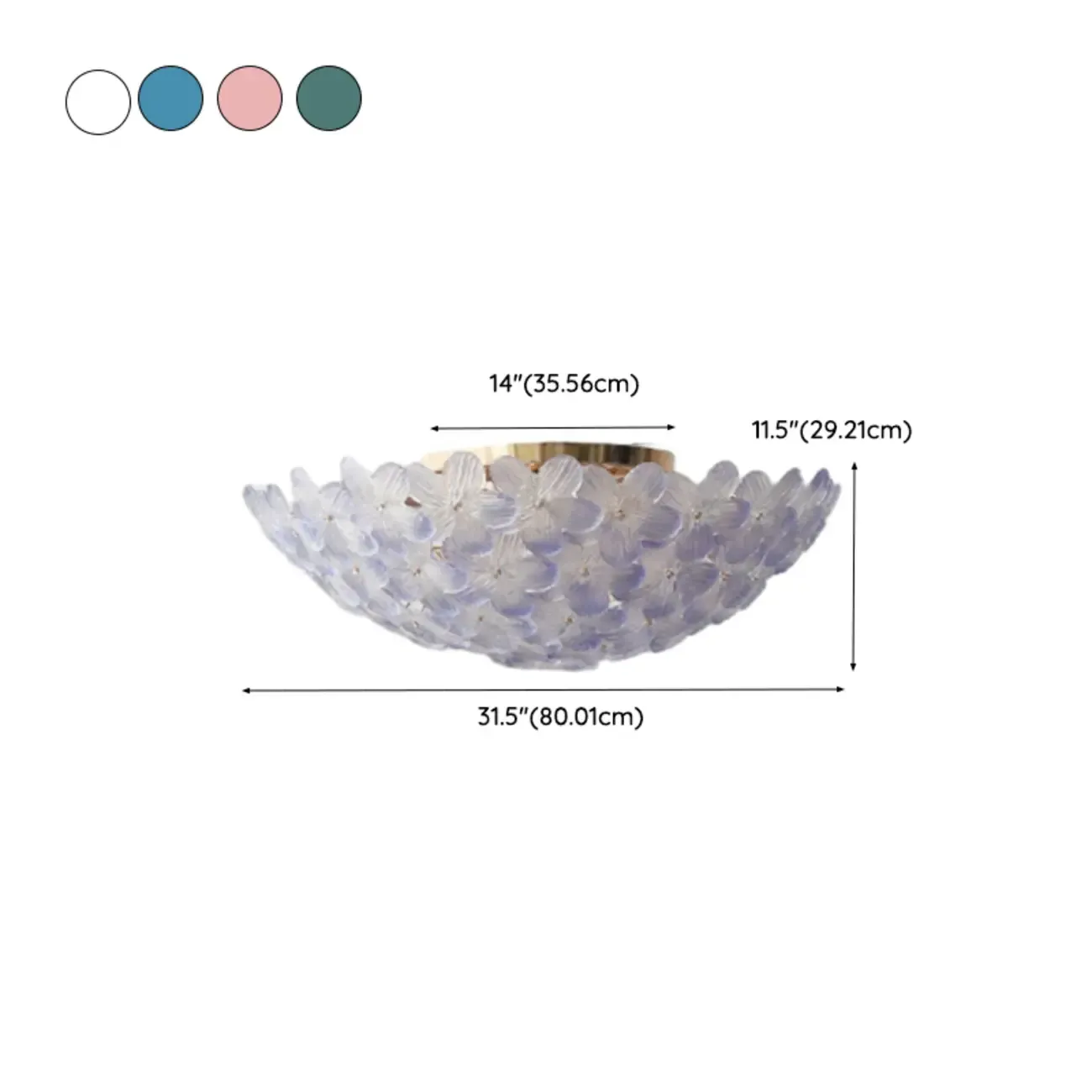 Elegant Floral Glass Dome Semi Flush Ceiling Light Image - 26