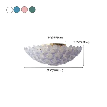 Elegant Floral Glass Dome Semi Flush Ceiling Light Image - 26