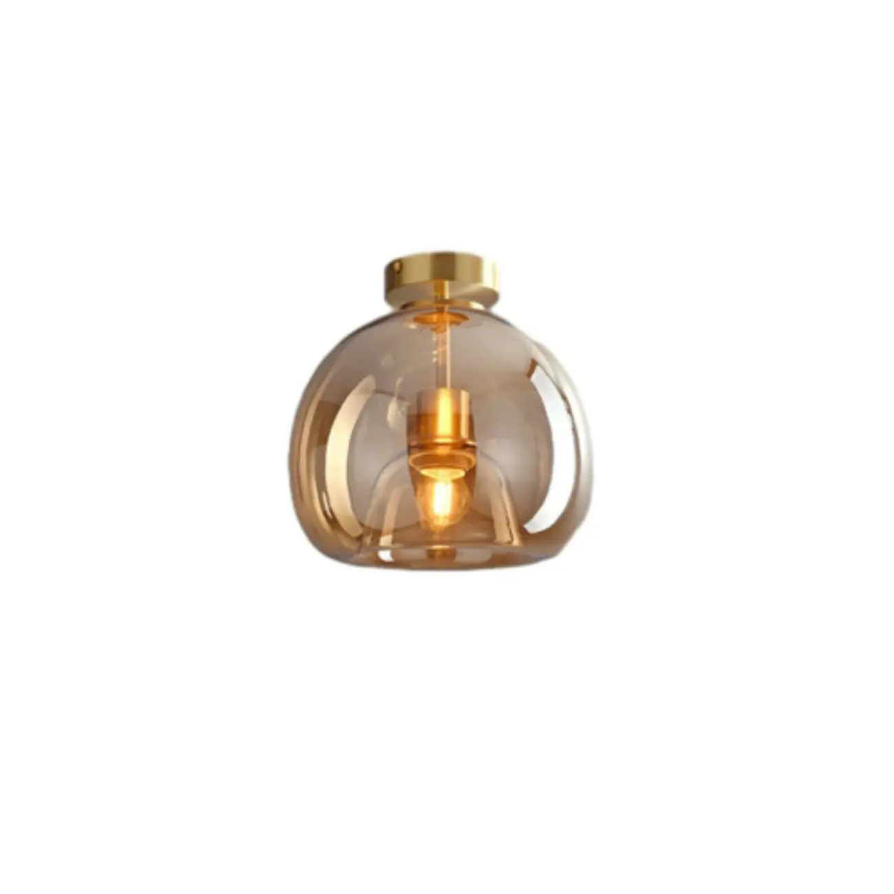 Smoky Glass Dome Metal Modern Semi Flush Ceiling Light | homeyfad