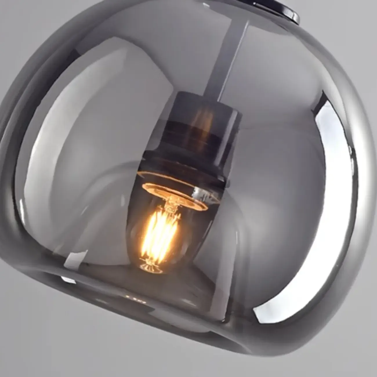 Smoky Glass Dome Metal Modern Semi Flush Ceiling Light