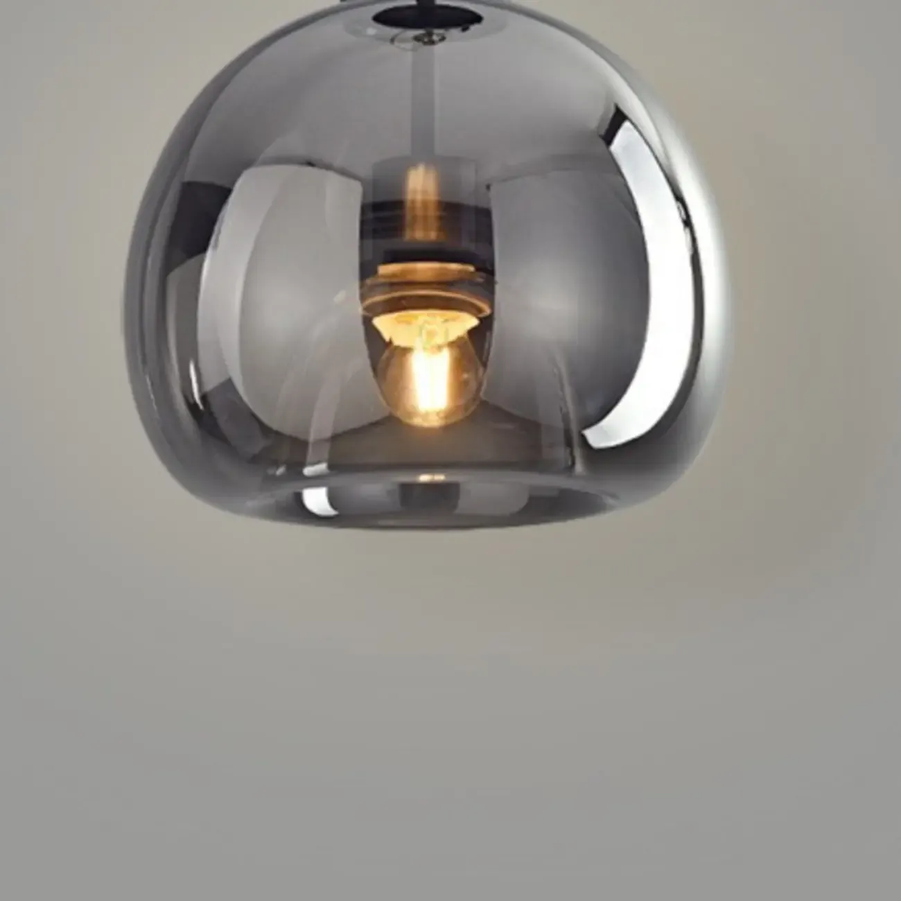 Smoky Glass Dome Metal Modern Semi Flush Ceiling Light