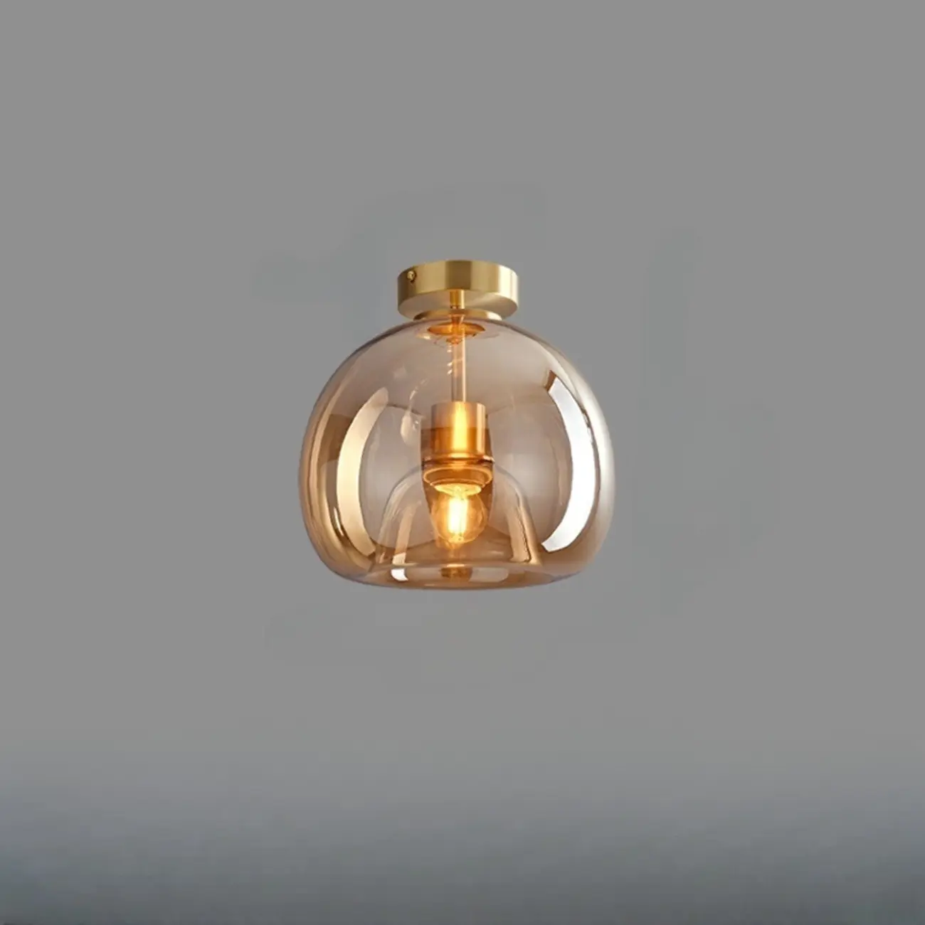 Smoky Glass Dome Metal Modern Semi Flush Ceiling Light | homeyfad