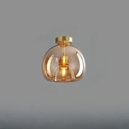 Smoky Glass Dome Metal Modern Semi Flush Ceiling Light