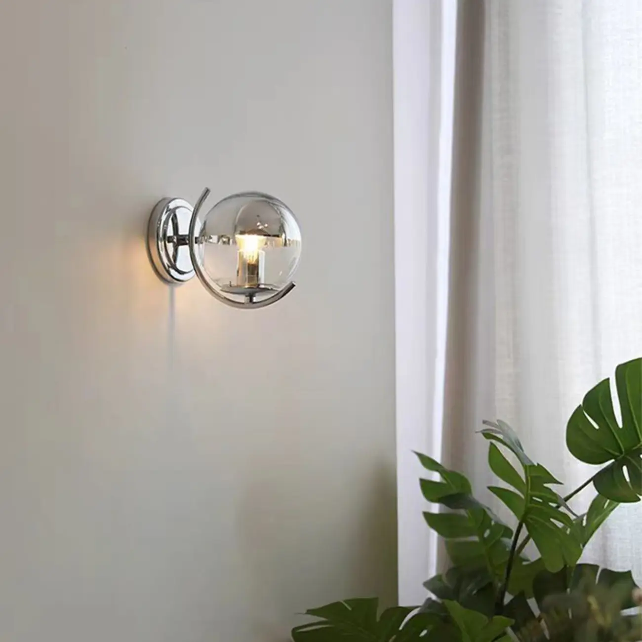 Modern Chrome Glass Globe Wall Light for Home Decor Image - 4 | homeyfad