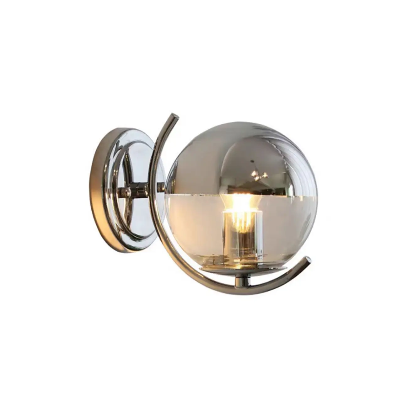 Modern Chrome Glass Globe Wall Light for Home Decor Image - 5 | homeyfad