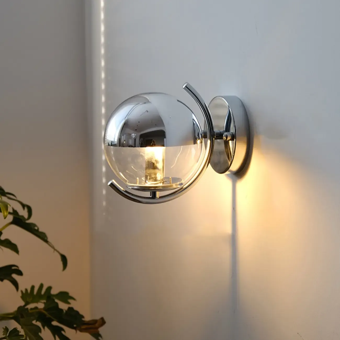 Modern Chrome Glass Globe Wall Light for Home Decor Image - 1