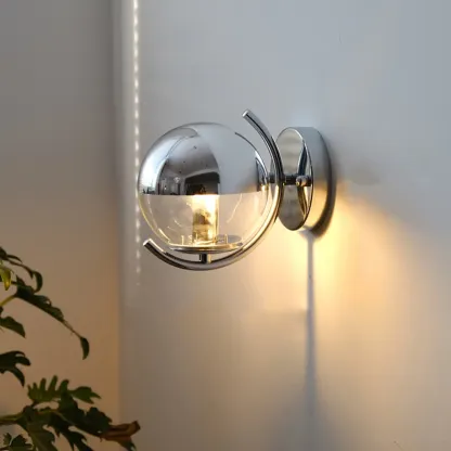 Modern Chrome Glass Globe Wall Light for Home Decor Image - 1